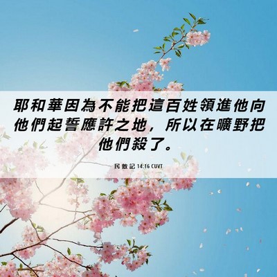 Picture 06 - 民 數 記 14:16 CUVT - 耶 和 華 因 為 不 能 把 這 百 姓 領 - Bible Verse Picture