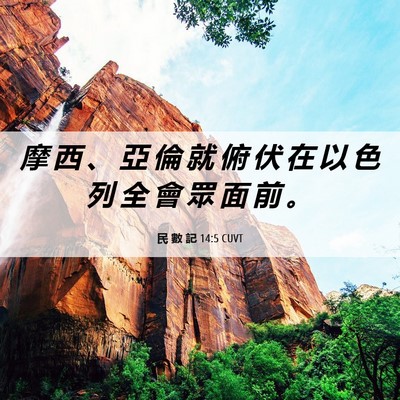 Picture 06 - 民 數 記 14:5 CUVT - 摩 西 、 亞 倫 就 俯 伏 在 以 色 列 - Bible Verse Picture