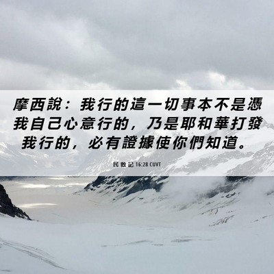 Picture 06 - 民 數 記 16:28 CUVT - 摩 西 說 ： 我 行 的 這 一 切 事 本 - Bible Verse Picture