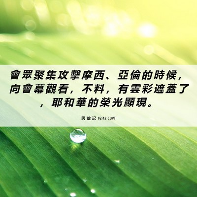 Picture 06 - 民 數 記 16:42 CUVT - 會 眾 聚 集 攻 擊 摩 西 、 亞 倫 的 - Bible Verse Picture