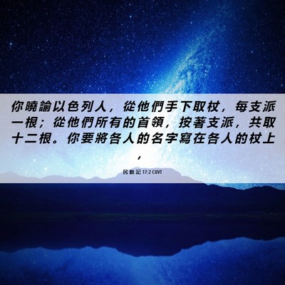 Picture 06 - 民 數 記 17:2 CUVT - 你 曉 諭 以 色 列 人 ， 從 他 們 手 - Bible Verse Picture