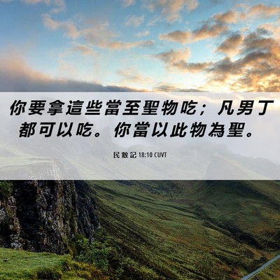 Picture 06 - 民 數 記 18:10 CUVT - 你 要 拿 這 些 當 至 聖 物 吃 ； 凡 - Bible Verse Picture