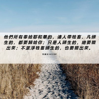 Picture 06 - 民 數 記 18:15 CUVT - 他 們 所 有 奉 給 耶 和 華 的 ， 連 - Bible Verse Picture
