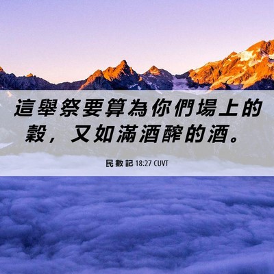 Picture 06 - 民 數 記 18:27 CUVT - 這 舉 祭 要 算 為 你 們 場 上 的 穀 - Bible Verse Picture