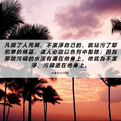Picture 06 - 民 數 記 19:13 CUVT - 凡 摸 了 人 死 屍 、 不 潔 淨 自 己 - Bible Verse Picture