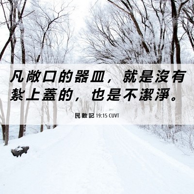 Picture 06 - 民 數 記 19:15 CUVT - 凡 敞 口 的 器 皿 ， 就 是 沒 有 紮 - Bible Verse Picture