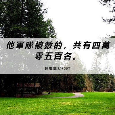 Picture 06 - 民 數 記 2:19 CUVT - 他 軍 隊 被 數 的 ， 共 有 四 萬 零 - Bible Verse Picture