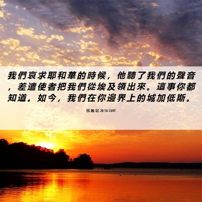 Picture 06 - 民 數 記 20:16 CUVT - 我 們 哀 求 耶 和 華 的 時 候 ， 他 - Bible Verse Picture