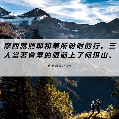 Picture 06 - 民 數 記 20:27 CUVT - 摩 西 就 照 耶 和 華 所 吩 咐 的 行 - Bible Verse Picture