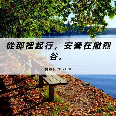 Picture 06 - 民 數 記 21:12 CUVT - 從 那 裡 起 行 ， 安 營 在 撒 烈 谷 - Bible Verse Picture