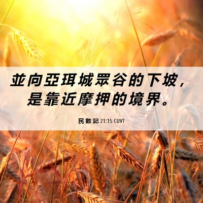 Picture 06 - 民 數 記 21:15 CUVT - 並 向 亞 珥 城 眾 谷 的 下 坡 ， 是 - Bible Verse Picture