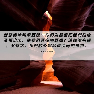 Picture 06 - 民 數 記 21:5 CUVT - 就 怨 讟 神 和 摩 西 說 ： 你 們 為 - Bible Verse Picture