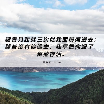 Picture 06 - 民 數 記 22:33 CUVT - 驢 看 見 我 就 三 次 從 我 面 前 偏 - Bible Verse Picture