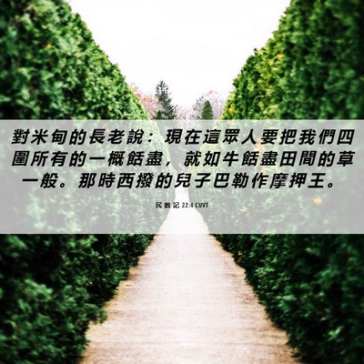 Picture 06 - 民 數 記 22:4 CUVT - 對 米 甸 的 長 老 說 ： 現 在 這 眾 - Bible Verse Picture