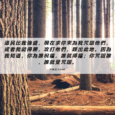 Picture 06 - 民 數 記 22:6 CUVT - 這 民 比 我 強 盛 ， 現 在 求 你 來 - Bible Verse Picture
