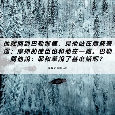 Picture 06 - 民 數 記 23:17 CUVT - 他 就 回 到 巴 勒 那 裡 ， 見 他 站 - Bible Verse Picture