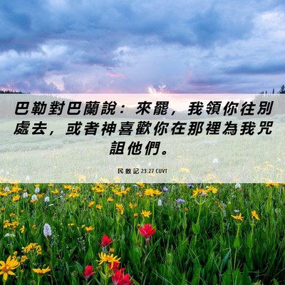 Picture 06 - 民 數 記 23:27 CUVT - 巴 勒 對 巴 蘭 說 ： 來 罷 ， 我 領 - Bible Verse Picture
