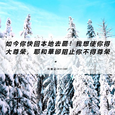 Picture 06 - 民 數 記 24:11 CUVT - 如 今 你 快 回 本 地 去 罷 ！ 我 想 - Bible Verse Picture