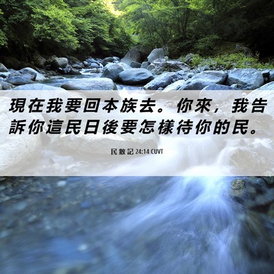 Picture 06 - 民 數 記 24:14 CUVT - 現 在 我 要 回 本 族 去 。 你 來 ， - Bible Verse Picture