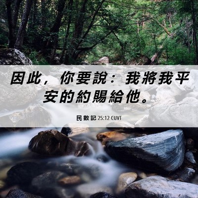 Picture 06 - 民 數 記 25:12 CUVT - 因 此 ， 你 要 說 ： 我 將 我 平 安 - Bible Verse Picture