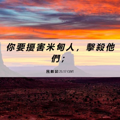 Picture 06 - 民 數 記 25:17 CUVT - 你 要 擾 害 米 甸 人 ， 擊 殺 他 們 - Bible Verse Picture