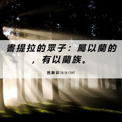 Picture 06 - 民 數 記 26:36 CUVT - 書 提 拉 的 眾 子 ： 屬 以 蘭 的 ， - Bible Verse Picture