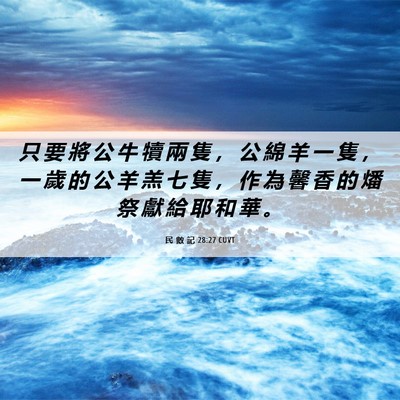 Picture 06 - 民 數 記 28:27 CUVT - 只 要 將 公 牛 犢 兩 隻 ， 公 綿 羊 - Bible Verse Picture