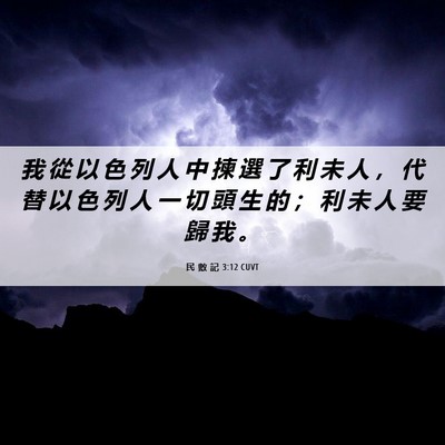 Picture 06 - 民 數 記 3:12 CUVT - 我 從 以 色 列 人 中 揀 選 了 利 未 - Bible Verse Picture