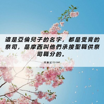 Picture 06 - 民 數 記 3:3 CUVT - 這 是 亞 倫 兒 子 的 名 字 ， 都 是 - Bible Verse Picture