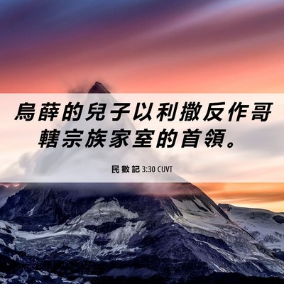 Picture 06 - 民 數 記 3:30 CUVT - 烏 薛 的 兒 子 以 利 撒 反 作 哥 轄 - Bible Verse Picture