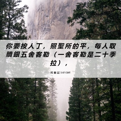 Picture 06 - 民 數 記 3:47 CUVT - 你 要 按 人 丁 ， 照 聖 所 的 平 ， - Bible Verse Picture