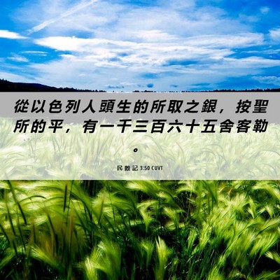 Picture 06 - 民 數 記 3:50 CUVT - 從 以 色 列 人 頭 生 的 所 取 之 銀 - Bible Verse Picture