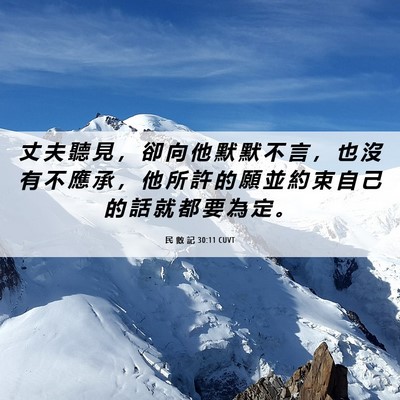 Picture 06 - 民 數 記 30:11 CUVT - 丈 夫 聽 見 ， 卻 向 他 默 默 不 言 - Bible Verse Picture