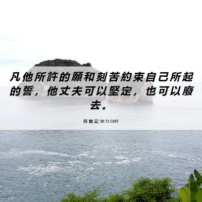 Picture 06 - 民 數 記 30:13 CUVT - 凡 他 所 許 的 願 和 刻 苦 約 束 自 - Bible Verse Picture