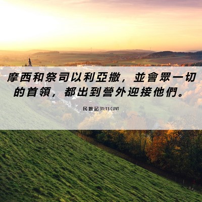 Picture 06 - 民 數 記 31:13 CUVT - 摩 西 和 祭 司 以 利 亞 撒 ， 並 會 - Bible Verse Picture