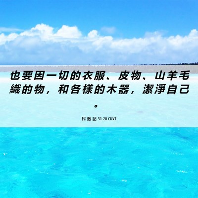Picture 06 - 民 數 記 31:20 CUVT - 也 要 因 一 切 的 衣 服 、 皮 物 、 - Bible Verse Picture