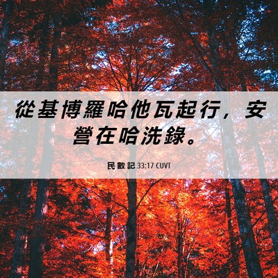 Picture 06 - 民 數 記 33:17 CUVT - 從 基 博 羅 哈 他 瓦 起 行 ， 安 營 - Bible Verse Picture