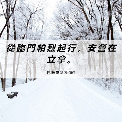 Picture 06 - 民 數 記 33:20 CUVT - 從 臨 門 帕 烈 起 行 ， 安 營 在 立 - Bible Verse Picture
