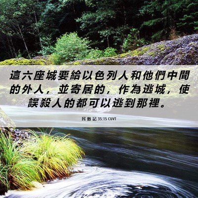 Picture 06 - 民 數 記 35:15 CUVT - 這 六 座 城 要 給 以 色 列 人 和 他 - Bible Verse Picture