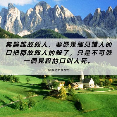 Picture 06 - 民 數 記 35:30 CUVT - 無 論 誰 故 殺 人 ， 要 憑 幾 個 見 - Bible Verse Picture