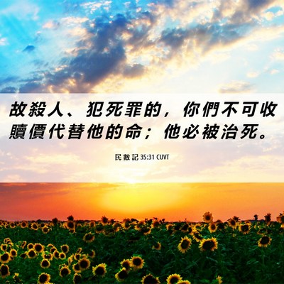 Picture 06 - 民 數 記 35:31 CUVT - 故 殺 人 、 犯 死 罪 的 ， 你 們 不 - Bible Verse Picture
