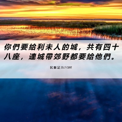 Picture 06 - 民 數 記 35:7 CUVT - 你 們 要 給 利 未 人 的 城 ， 共 有 - Bible Verse Picture