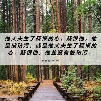 Picture 06 - 民 數 記 5:14 CUVT - 他 丈 夫 生 了 疑 恨 的 心 ， 疑 恨 - Bible Verse Picture