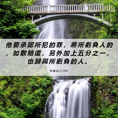 Picture 06 - 民 數 記 5:7 CUVT - 他 要 承 認 所 犯 的 罪 ， 將 所 虧 - Bible Verse Picture