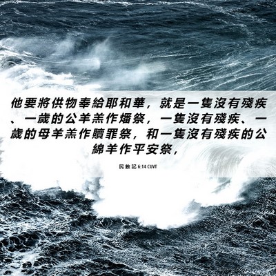 Picture 06 - 民 數 記 6:14 CUVT - 他 要 將 供 物 奉 給 耶 和 華 ， 就 - Bible Verse Picture