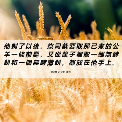 Picture 06 - 民 數 記 6:19 CUVT - 他 剃 了 以 後 ， 祭 司 就 要 取 那 - Bible Verse Picture