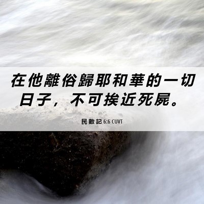 Picture 06 - 民 數 記 6:6 CUVT - 在 他 離 俗 歸 耶 和 華 的 一 切 日 - Bible Verse Picture