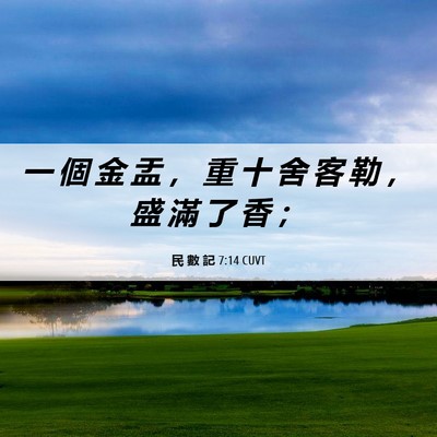 Picture 06 - 民 數 記 7:14 CUVT - 一 個 金 盂 ， 重 十 舍 客 勒 ， 盛 - Bible Verse Picture