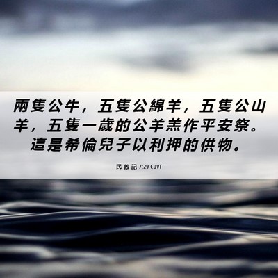 Picture 06 - 民 數 記 7:29 CUVT - 兩 隻 公 牛 ， 五 隻 公 綿 羊 ， 五 - Bible Verse Picture