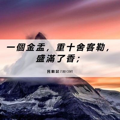 Picture 06 - 民 數 記 7:80 CUVT - 一 個 金 盂 ， 重 十 舍 客 勒 ， 盛 - Bible Verse Picture